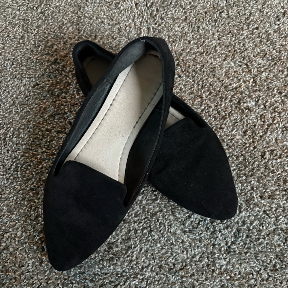 Black suede loafers